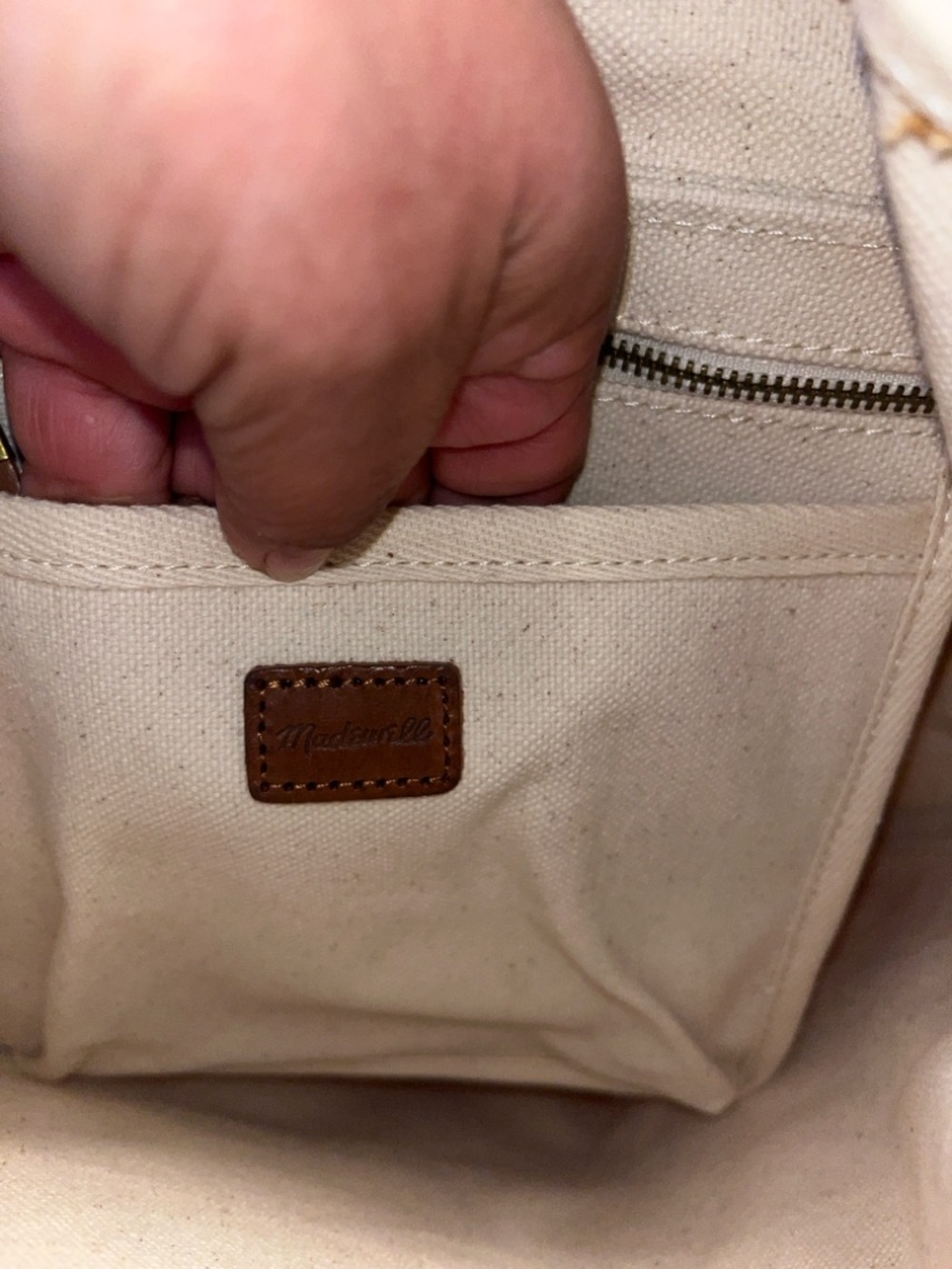 Madewell The Canvas Somerset Backpack.  Tan leather details. - Picture 5 of 11